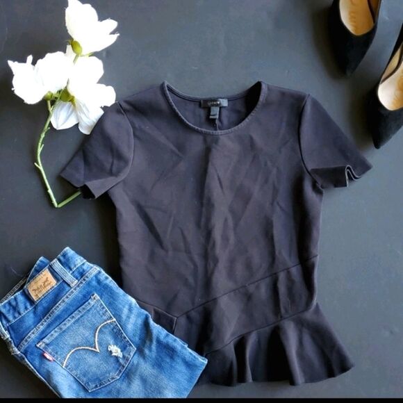 J.crew Black Peplum Style Blouse - Picture 1 of 8